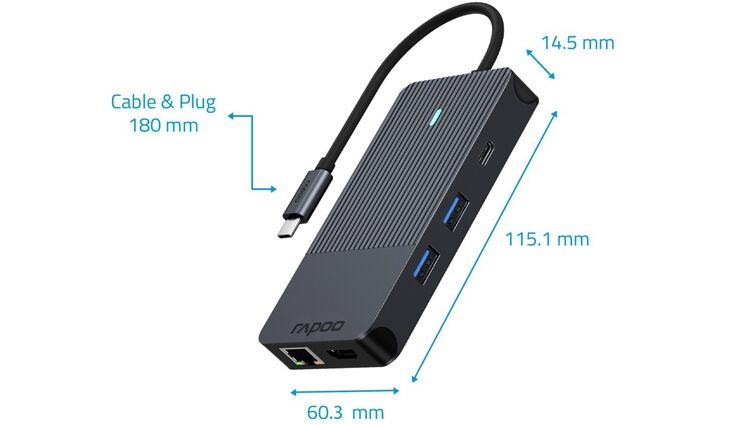 Rapoo 217692 USB-C 10-in-1 Multiport Adapter