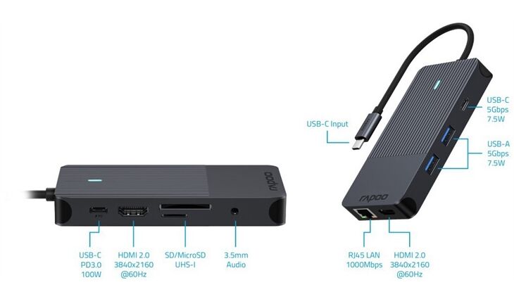 Rapoo 217692 USB-C 10-in-1 Multiport Adapter