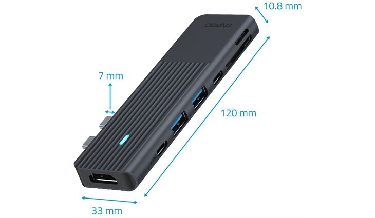 Rapoo 217690 USB-C 7-in-2 Multiport Adapter