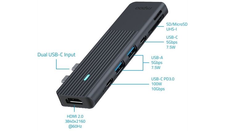 Rapoo 217690 USB-C 7-in-2 Multiport Adapter