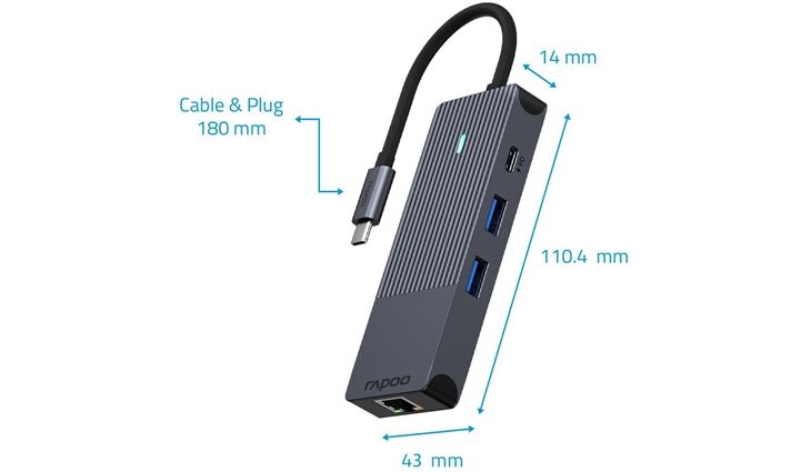 Rapoo 217691 USB-C 8-in-1 Multiport Adapter